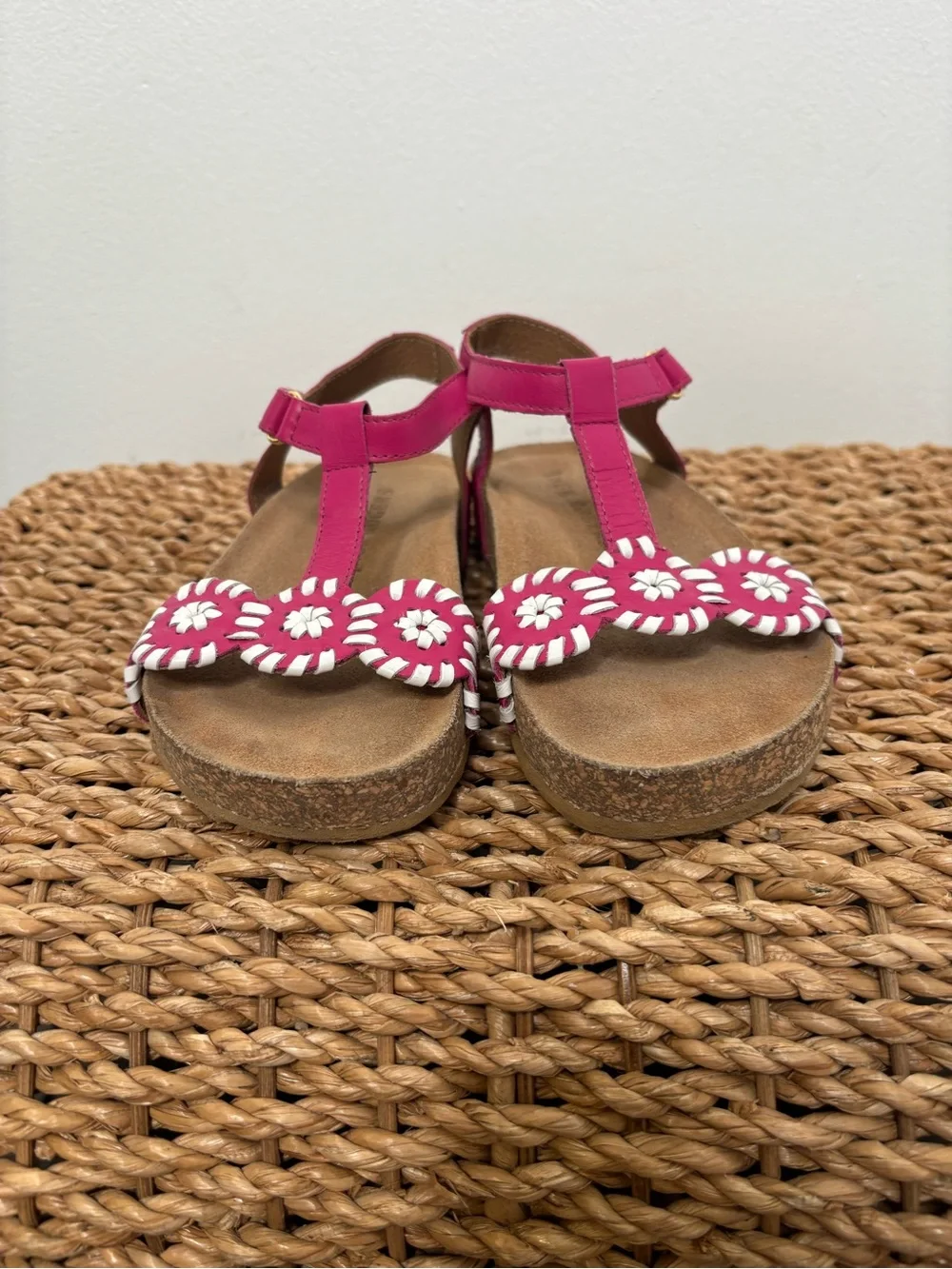 Jack Rogers Girls Sz 11 Lauren Playground Sandal Pink/White
